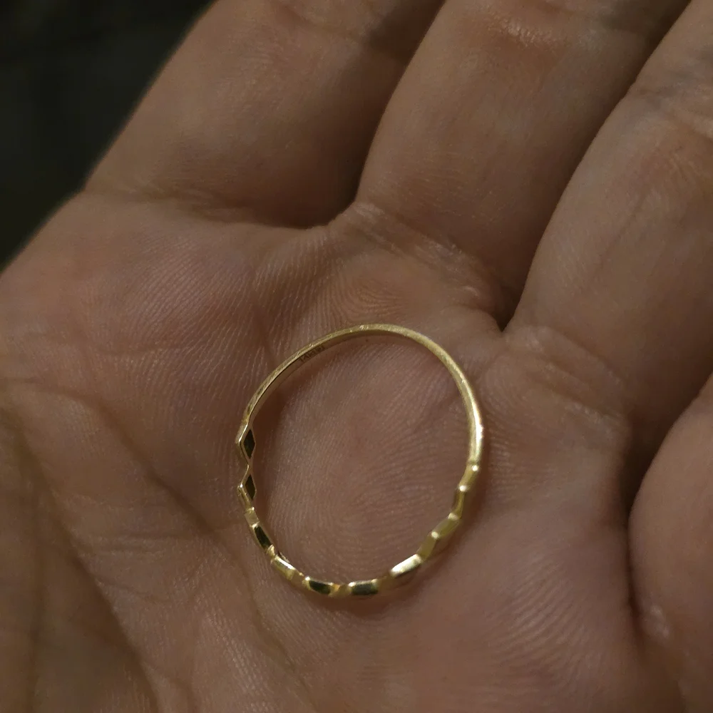 14K Gold Faceted Dainty Ring - Picture 5 of 9